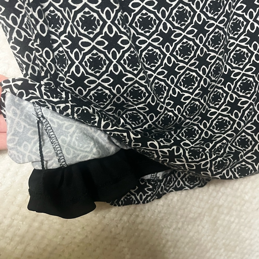 LOFT Womens Dress Side Ruched Long Sleeves White and Black Pattern Small - Picture 7 of 13